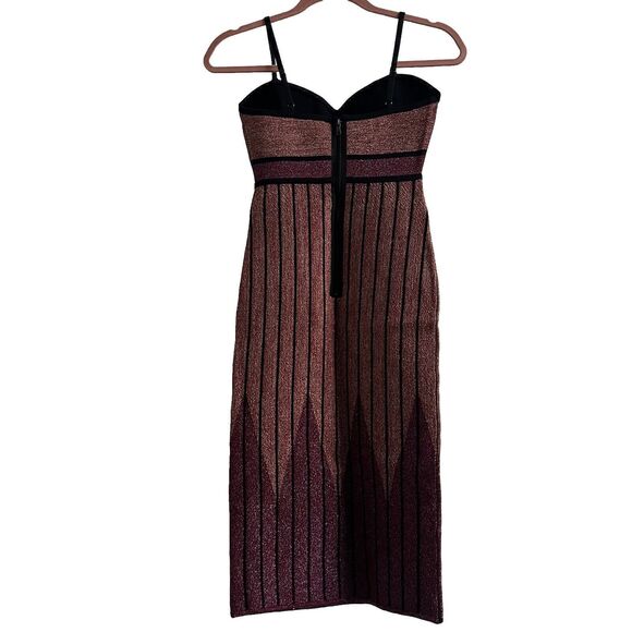 BCBG Holiday Cocktail Dress Purple Metallic Knit Sparkly Festive Bodycon - Picture 5 of 9